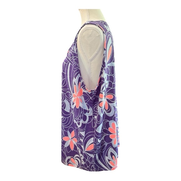 Sew In Love XL Purple Floral Sleeveless Blouse with Crisscross Neckline - Picture 2 of 7